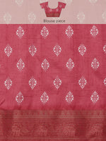 Thumbnail for Red Silk Blend Digital Print Striped Saree with Unstitched Blouse - Hiral Fashion - Distacart
