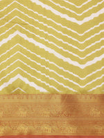 Thumbnail for Yellow Silk Blend Digital Print Striped Saree with Unstitched Blouse - Hiral Fashion - Distacart