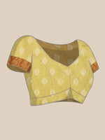 Thumbnail for Yellow Silk Blend Digital Print Striped Saree with Unstitched Blouse - Hiral Fashion - Distacart