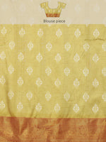 Thumbnail for Yellow Silk Blend Digital Print Striped Saree with Unstitched Blouse - Hiral Fashion - Distacart