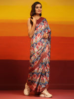 Thumbnail for Pink Silk Blend Woven Zari Design Striped Saree with Unstitched Blouse - Hiral Fashion - Distacart