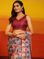 Thumbnail for Pink Silk Blend Woven Zari Design Striped Saree with Unstitched Blouse - Hiral Fashion - Distacart