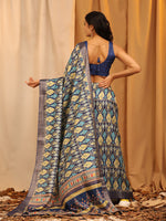 Thumbnail for White Silk Blend Woven Zari Design Ethnic Motifs Saree with Unstitched Blouse - Hiral Fashion - Distacart