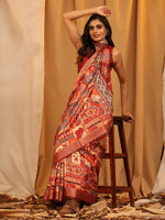 Thumbnail for Cream Silk Blend Woven Zari Design Ethnic Motifs Saree with Unstitched Blouse - Hiral Fashion - Distacart