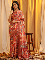 Thumbnail for Cream Silk Blend Woven Zari Design Ethnic Motifs Saree with Unstitched Blouse - Hiral Fashion - Distacart