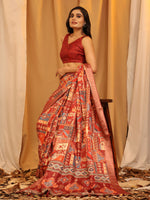 Thumbnail for Cream Silk Blend Woven Zari Design Ethnic Motifs Saree with Unstitched Blouse - Hiral Fashion - Distacart