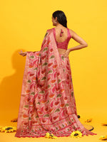 Thumbnail for Green Silk Blend Woven Zari Design Paisley Saree with Unstitched Blouse - Hiral Fashion - Distacart