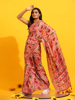 Thumbnail for Green Silk Blend Woven Zari Design Paisley Saree with Unstitched Blouse - Hiral Fashion - Distacart