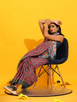 Thumbnail for Red Silk Blend Woven Zari Design Geomatric Saree with Unstitched Blouse - Hiral Fashion - Distacart