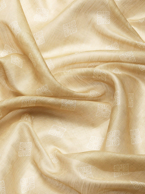 Beige Cotton Blend Digital Print Floral Saree with Unstitched Blouse - Hiral Fashion - Distacart