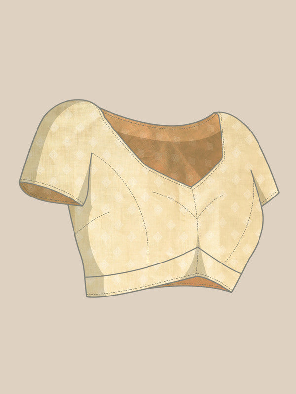 Beige Cotton Blend Digital Print Floral Saree with Unstitched Blouse - Hiral Fashion - Distacart