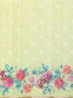 Thumbnail for Olive Cotton Blend Digital Print Floral Saree with Unstitched Blouse - Hiral Fashion - Distacart