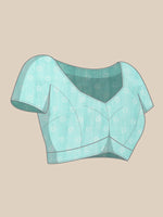 Thumbnail for Turquoise Cotton Blend Digital Print Floral Saree with Unstitched Blouse - Hiral Fashion - Distacart