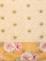 Thumbnail for Beige Cotton Blend Digital Print Floral Saree with Unstitched Blouse - Hiral Fashion - Distacart