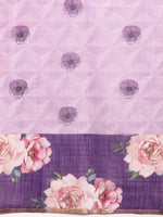 Thumbnail for Lavender Cotton Blend Digital Print Floral Saree with Unstitched Blouse - Hiral Fashion - Distacart