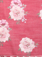 Thumbnail for Pink Cotton Blend Digital Print Floral Saree with Unstitched Blouse - Hiral Fashion - Distacart
