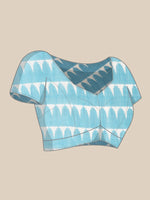 Thumbnail for Turquoise Cotton Blend Digital Print Floral Saree with Unstitched Blouse - Hiral Fashion - Distacart