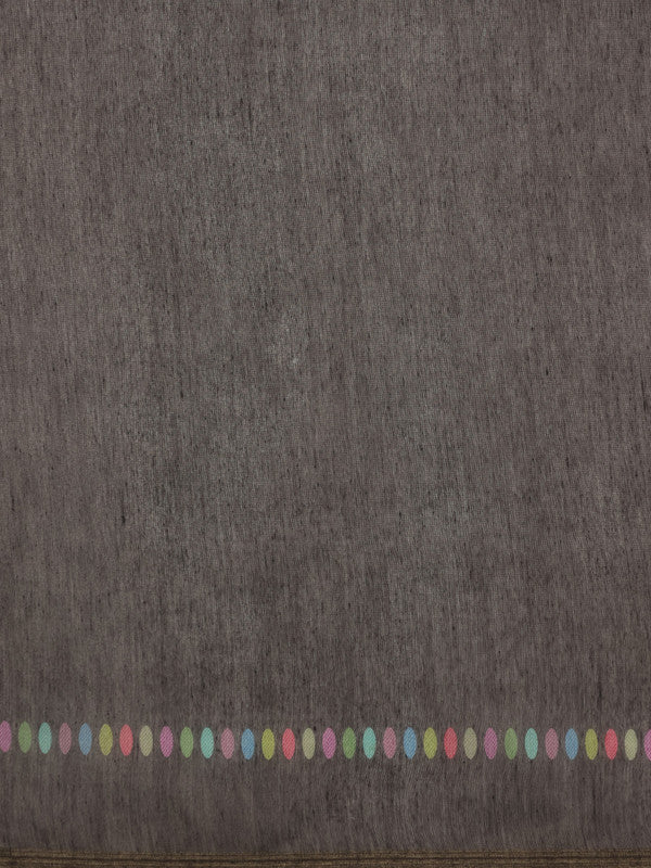 Gray Cotton Blend Digital Print Floral Saree with Unstitched Blouse - Hiral Fashion - Distacart