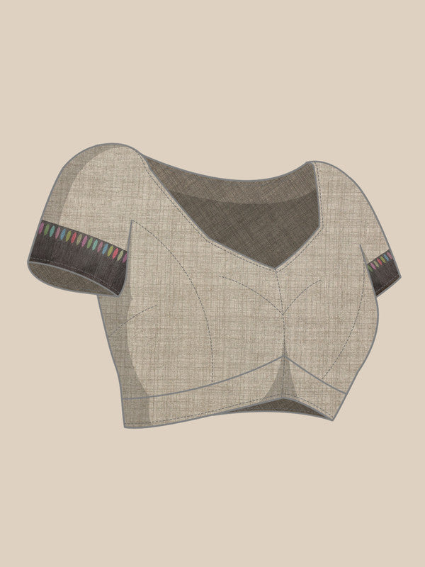 Gray Cotton Blend Digital Print Floral Saree with Unstitched Blouse - Hiral Fashion - Distacart