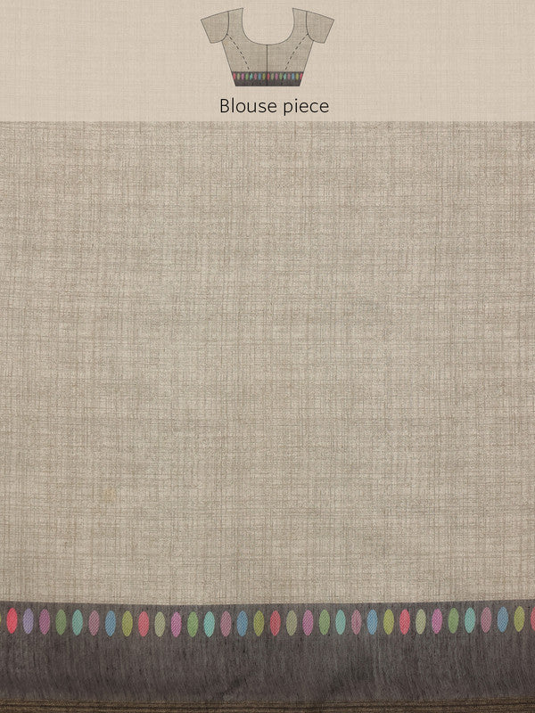 Gray Cotton Blend Digital Print Floral Saree with Unstitched Blouse - Hiral Fashion - Distacart