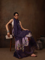 Thumbnail for Lavender Cotton Blend Digital Print Floral Saree with Unstitched Blouse - Hiral Fashion - Distacart