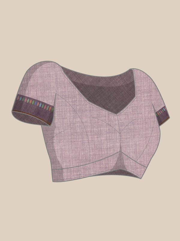 Lavender Cotton Blend Digital Print Floral Saree with Unstitched Blouse - Hiral Fashion - Distacart