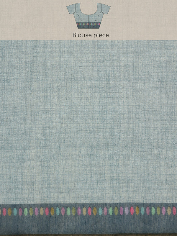 Turquoise Cotton Blend Digital Print Floral Saree with Unstitched Blouse - Hiral Fashion - Distacart