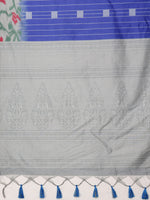 Thumbnail for Blue Silk Blend Digital Print Striped Saree with Unstitched Blouse - Hiral Fashion - Distacart