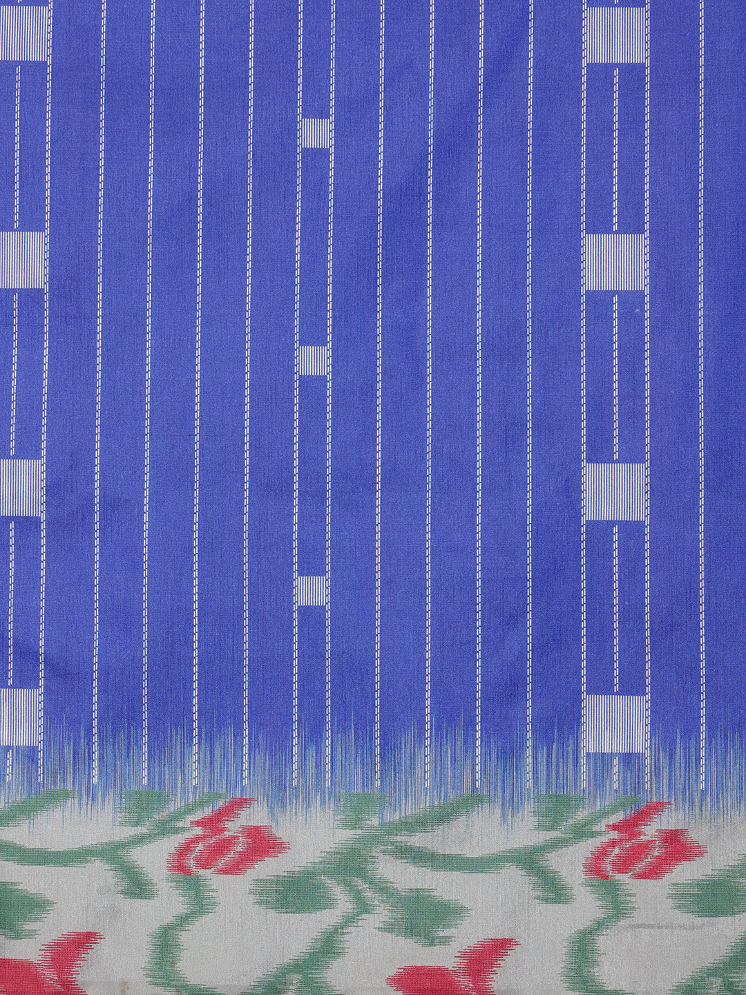 Blue Silk Blend Digital Print Striped Saree with Unstitched Blouse - Hiral Fashion - Distacart