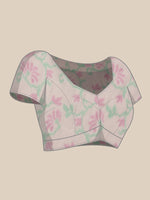 Thumbnail for Blue Silk Blend Digital Print Striped Saree with Unstitched Blouse - Hiral Fashion - Distacart