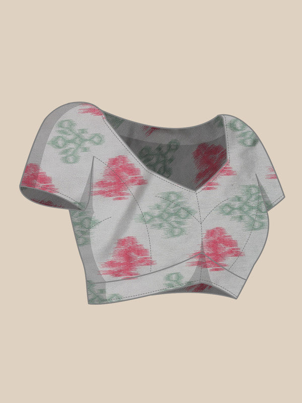 Orange Silk Blend Digital Print Striped Saree with Unstitched Blouse - Hiral Fashion - Distacart