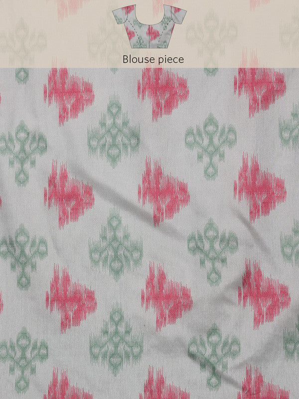 Orange Silk Blend Digital Print Striped Saree with Unstitched Blouse - Hiral Fashion - Distacart