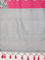 Thumbnail for Pink Silk Blend Digital Print Striped Saree with Unstitched Blouse - Hiral Fashion - Distacart