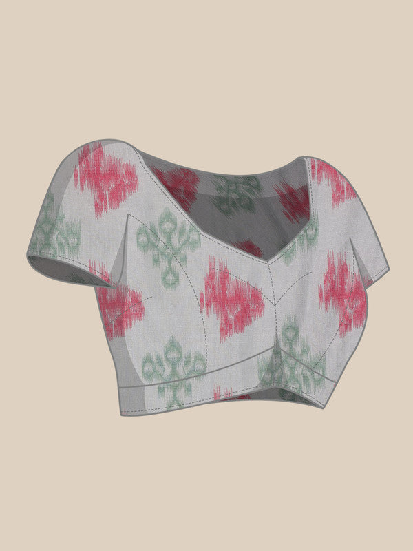 Pink Silk Blend Digital Print Striped Saree with Unstitched Blouse - Hiral Fashion - Distacart