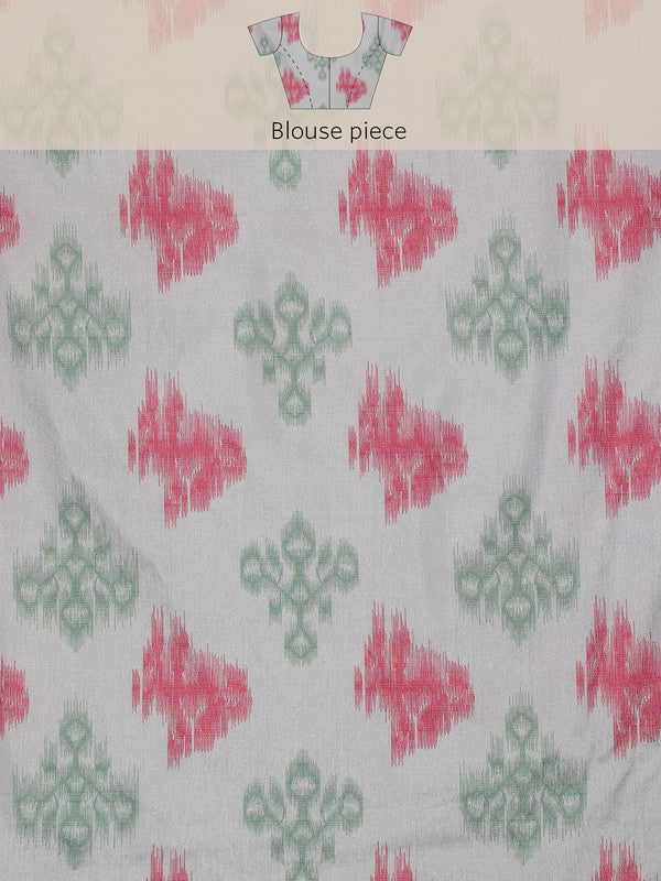 Pink Silk Blend Digital Print Striped Saree with Unstitched Blouse - Hiral Fashion - Distacart