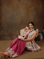 Thumbnail for Maroon Silk Blend Digital Print Striped Saree with Unstitched Blouse - Hiral Fashion - Distacart