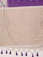 Thumbnail for Purple Silk Blend Digital Print Striped Saree with Unstitched Blouse - Hiral Fashion - Distacart