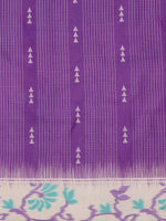 Thumbnail for Purple Silk Blend Digital Print Striped Saree with Unstitched Blouse - Hiral Fashion - Distacart
