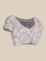 Thumbnail for Purple Silk Blend Digital Print Striped Saree with Unstitched Blouse - Hiral Fashion - Distacart