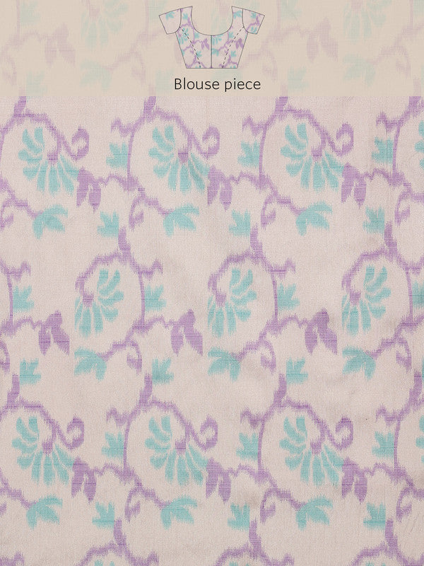 Purple Silk Blend Digital Print Striped Saree with Unstitched Blouse - Hiral Fashion - Distacart