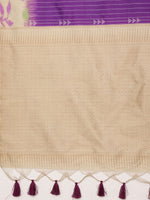 Thumbnail for Purple Silk Blend Digital Print Striped Saree with Unstitched Blouse - Hiral Fashion - Distacart