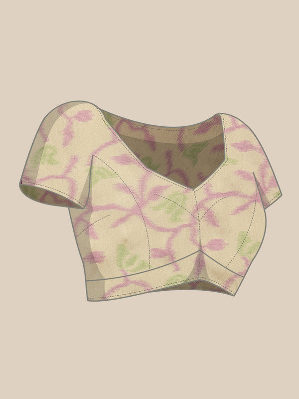 Purple Silk Blend Digital Print Striped Saree with Unstitched Blouse - Hiral Fashion - Distacart