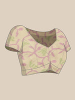 Thumbnail for Purple Silk Blend Digital Print Striped Saree with Unstitched Blouse - Hiral Fashion - Distacart