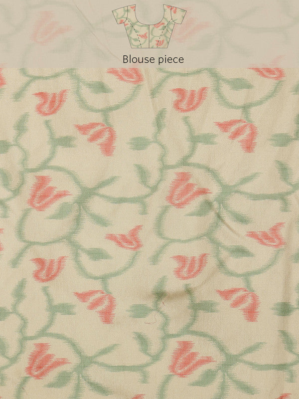 Royal Blue Silk Blend Digital Print Striped Saree with Unstitched Blouse - Hiral Fashion - Distacart