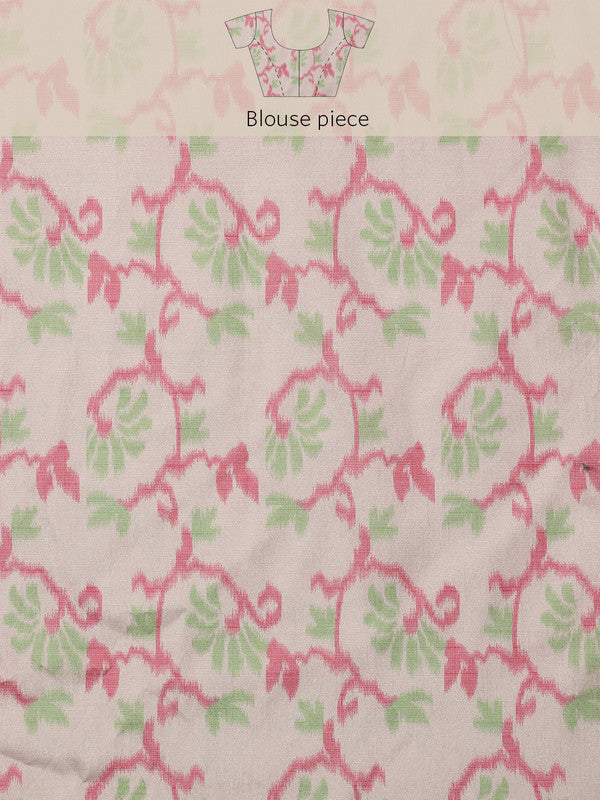 Turquoise Munga Silk Digital Print Floral Saree with Unstitched Blouse - Hiral Fashion - Distacart