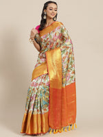 Thumbnail for Multicolor Art Silk Digital Print Floral Saree with Unstitched Blouse - Hiral Fashion - Distacart
