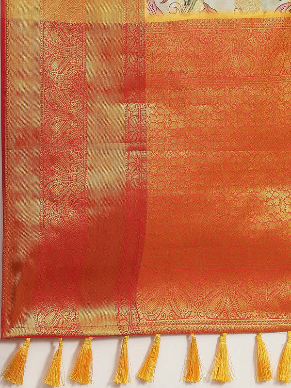 Multicolor Art Silk Digital Print Floral Saree with Unstitched Blouse - Hiral Fashion - Distacart