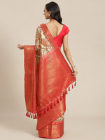 Thumbnail for White Art Silk Printed Abstract Saree with Unstitched Blouse - Hiral Fashion - Distacart