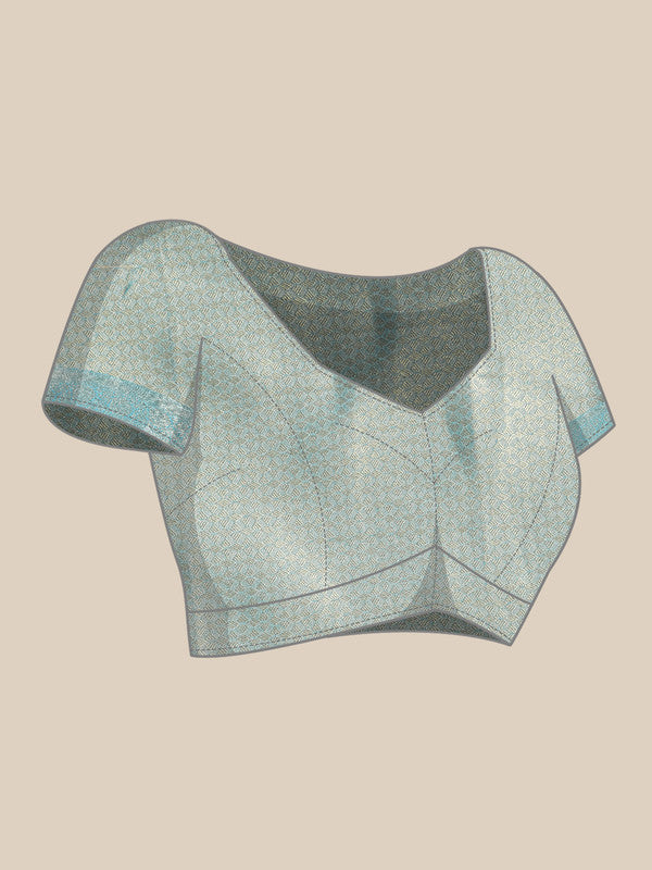 Blue Tissue Silk Digital Print Floral Saree with Unstitched Blouse - Hiral Fashion - Distacart