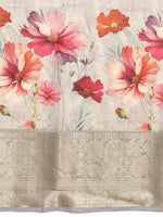 Thumbnail for Gray Tissue Silk Digital Print Floral Saree with Unstitched Blouse - Hiral Fashion - Distacart